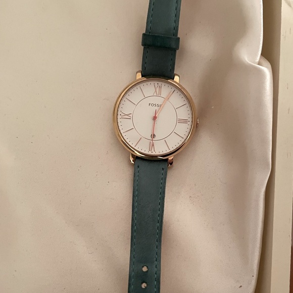 Fossil Watch with teal leather band - Picture 1 of 2